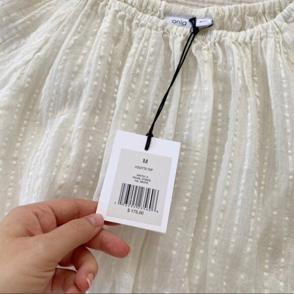 New Onia Colette Cropped Off-The-Shoulder Cotton-Blend Jacquard Top - Picture 6 of 12